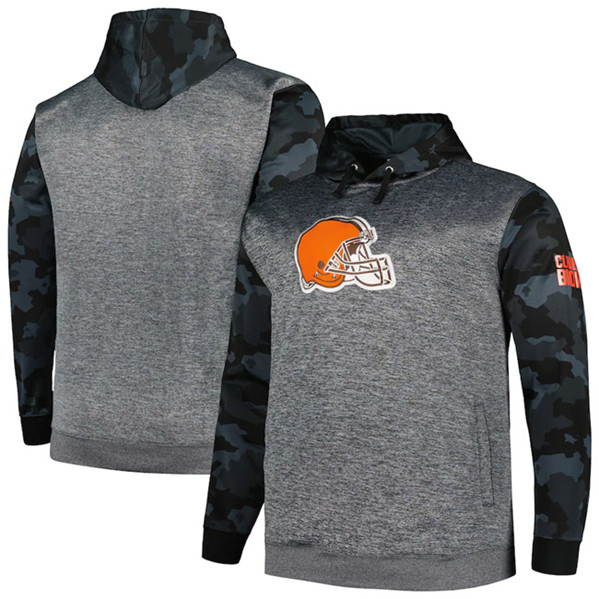 Men's Cleveland Browns Heather Charcoal Big & Tall Camo Pullover Hoodie